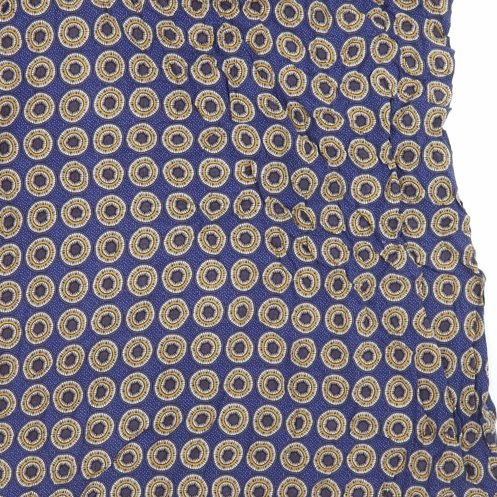 TEX Womens Blue Polka Dot Viscose Basic Blouse Size S Round Neck