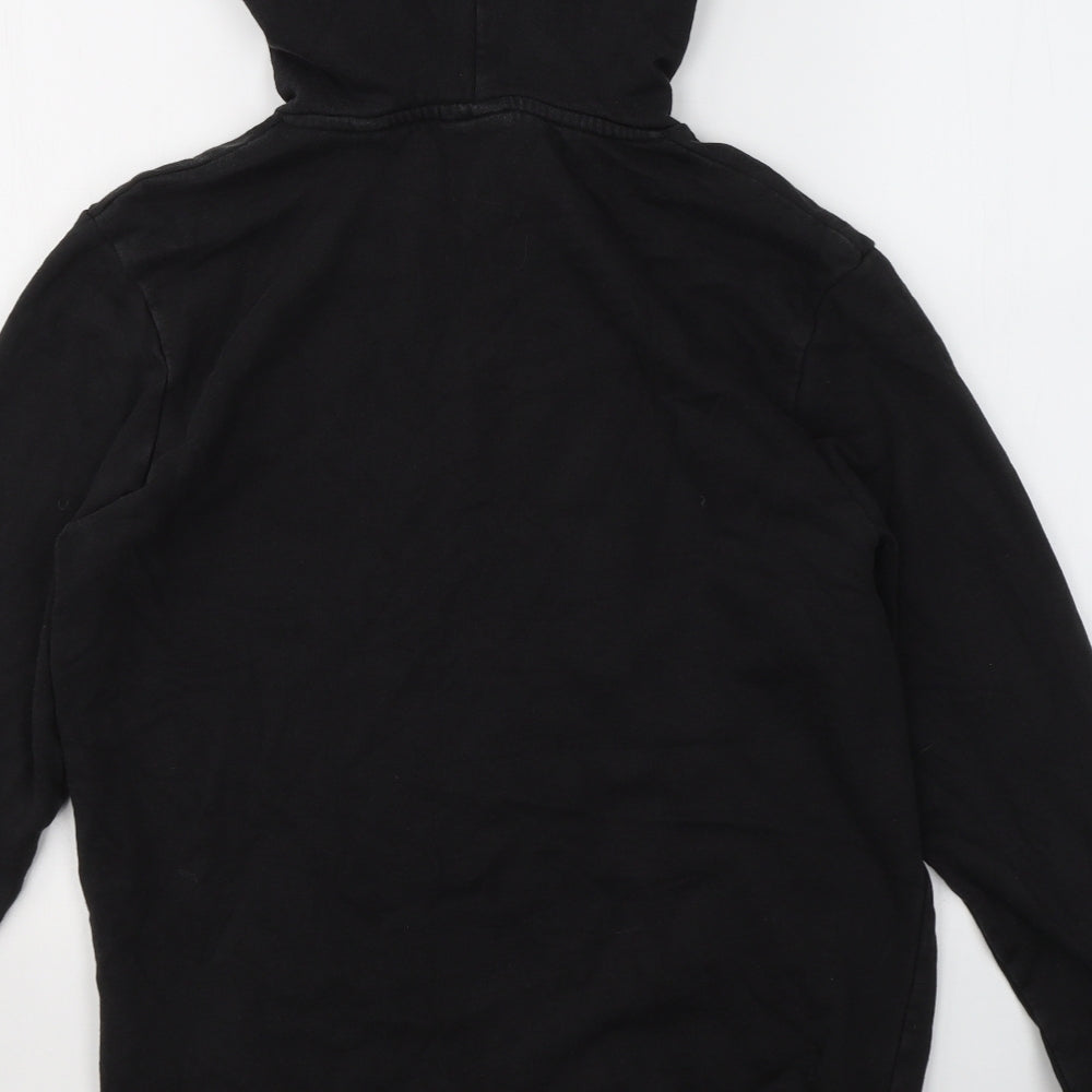JACK & JONES Mens Black Cotton Pullover Hoodie Size S - 1990