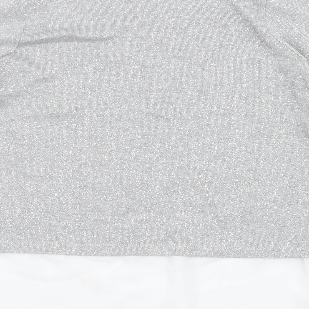 F&F Girls Grey Round Neck Polyester Pullover Jumper Size 11-12 Years Pullover - chiffon bottom
