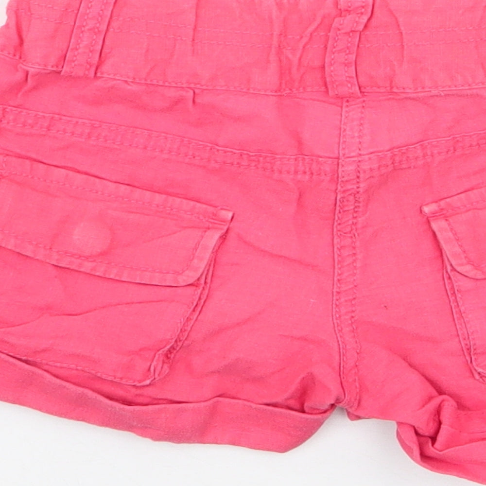 NEXT Girls Pink Linen Bermuda Shorts Size 4 Years Regular Zip