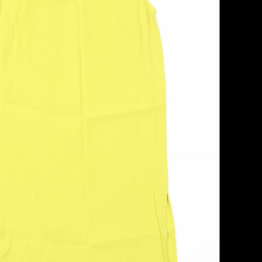 New Look Womens Yellow Viscose Basic Blouse Size 10 Round Neck