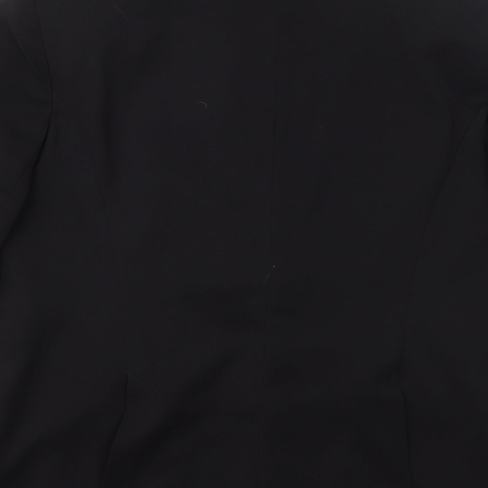 AMARANTO Womens Black Polyester Jacket Suit Jacket Size 14 - Lace collar and pocket flaps