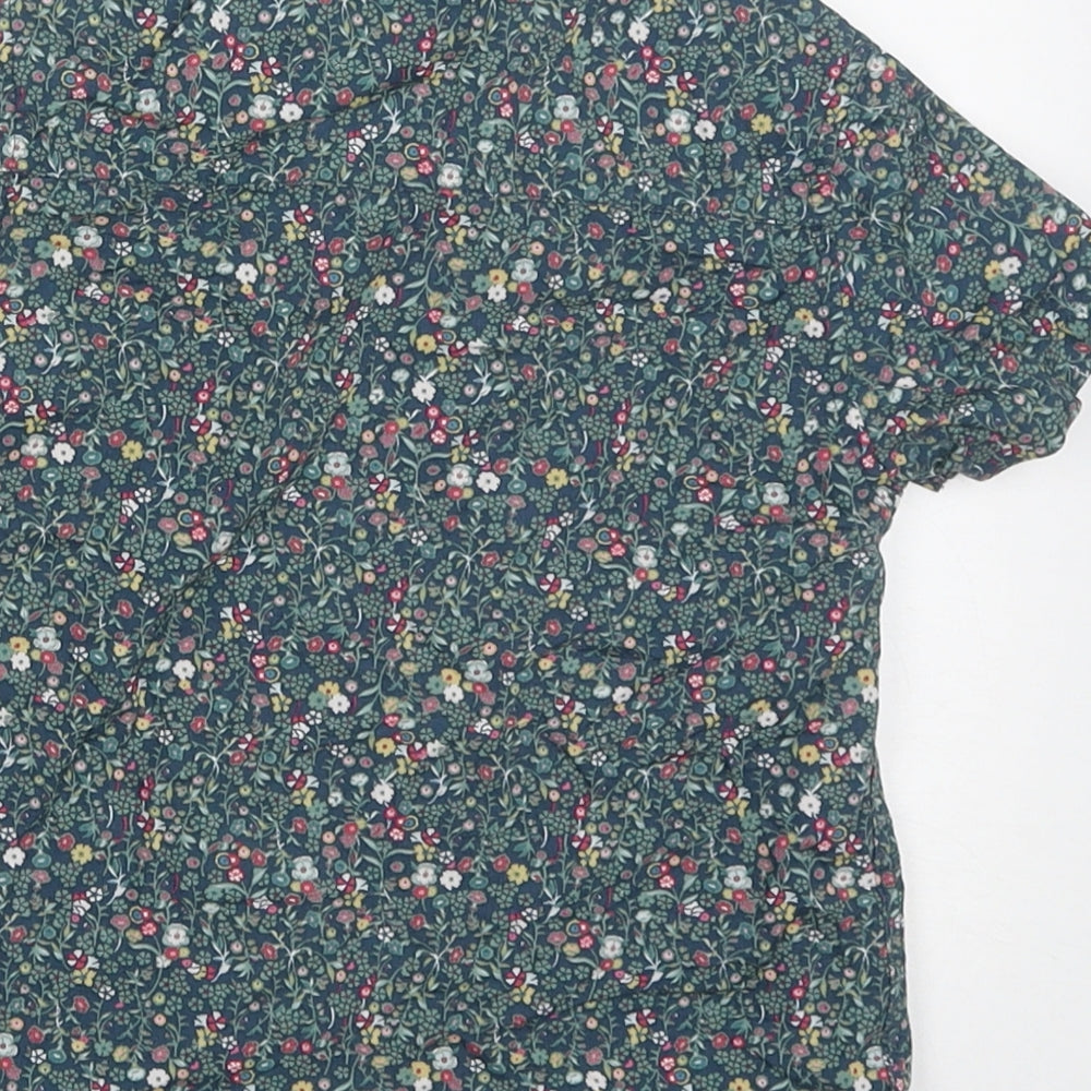 ne3xt Girls Green Floral Cotton Basic Button-Up Size 2-3 Years Collared Button