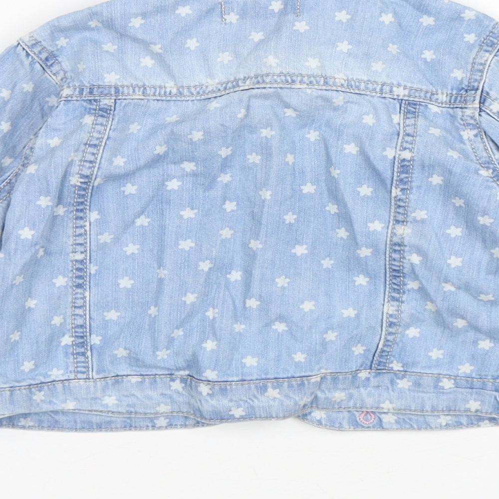 Boboli Girls Blue Floral Jacket Size 4 Years Button
