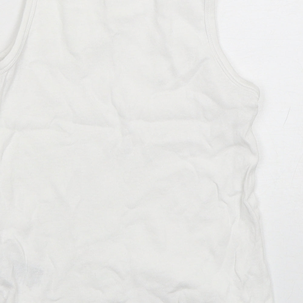 Mothercare Boys White Cotton Basic Tank Size 4-5 Years Round Neck Pullover