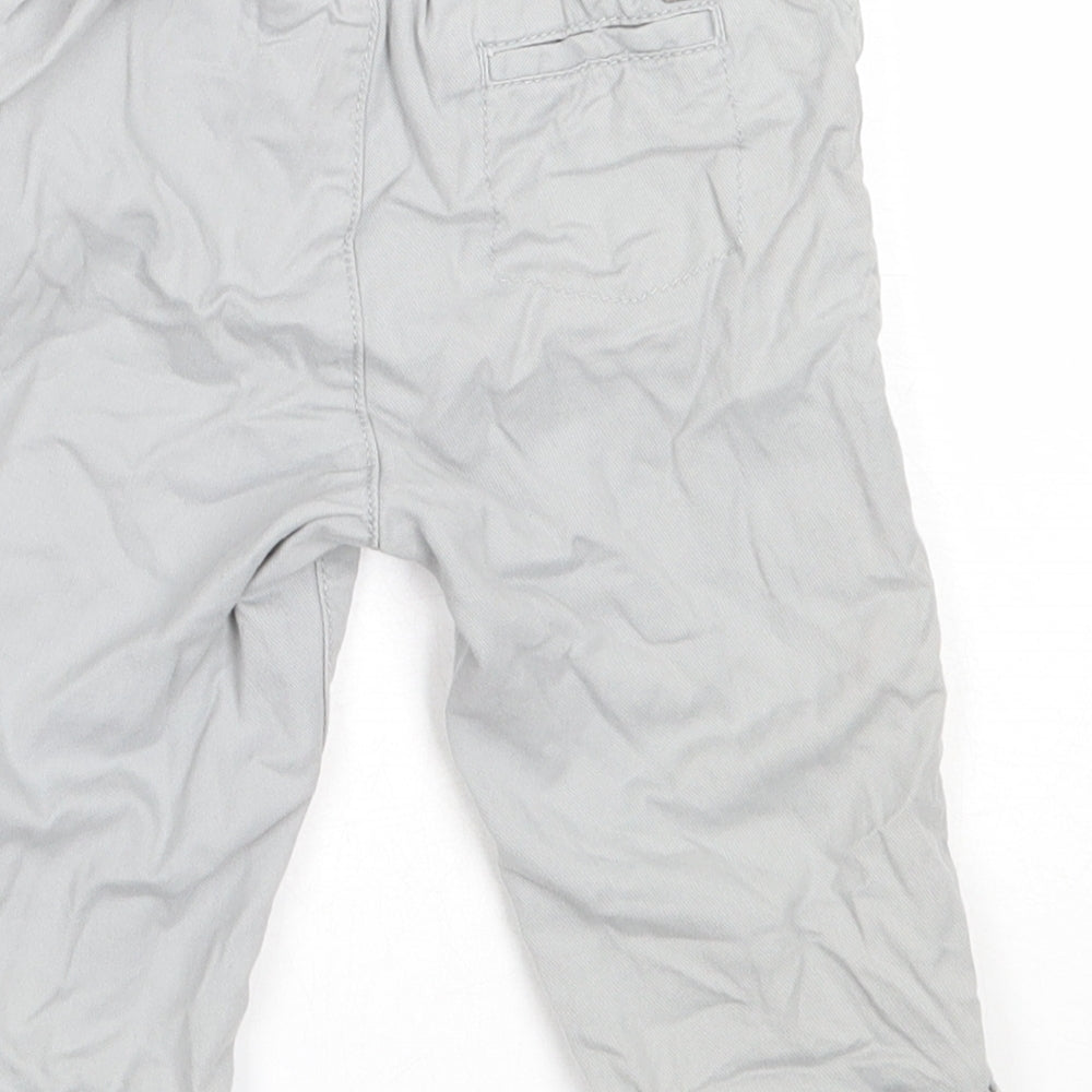 Marks & Spencer Boys Grey Cotton Capri Trousers Size 9-12 Months Button