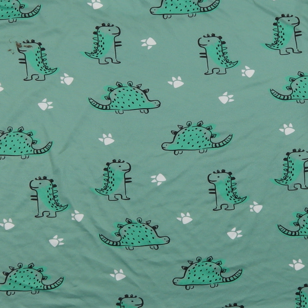 Preworn Womens Green Geometric Polyester Top Pyjama Top Size M - Dinosaur Print