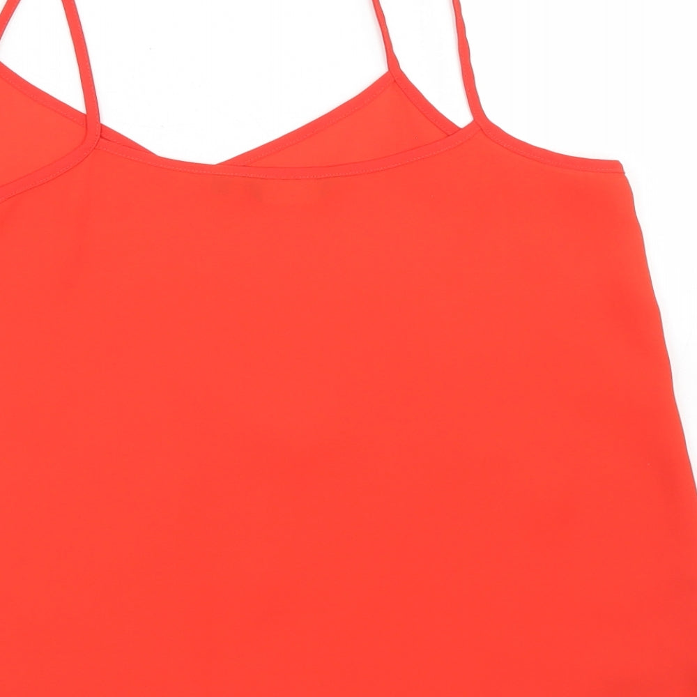 New Look Womens Red Polyester Camisole Blouse Size 8 Round Neck