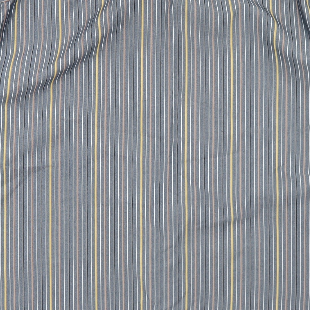 Marks & Spencer Mens Blue Striped Polyester Button-Up Size L Collared Button
