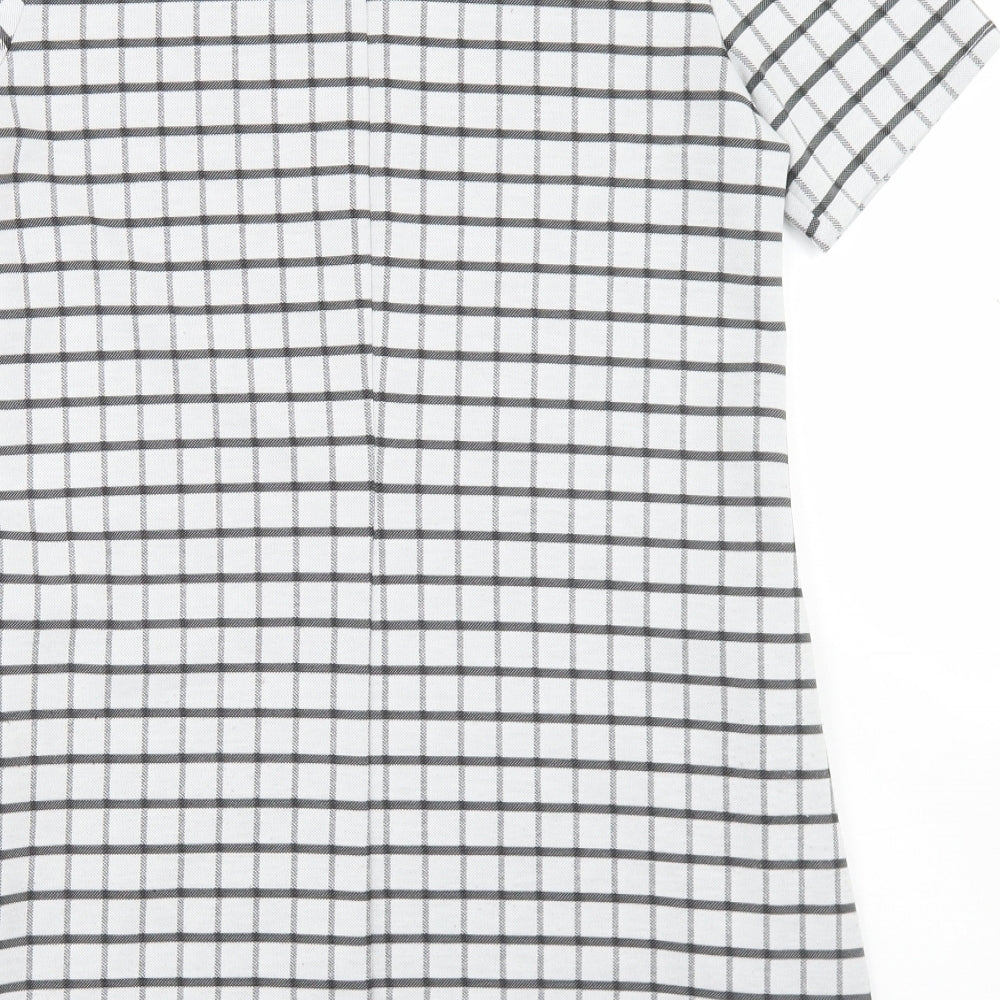 Papaya Womens White Check Polyester Pencil Dress Size 10 Crew Neck