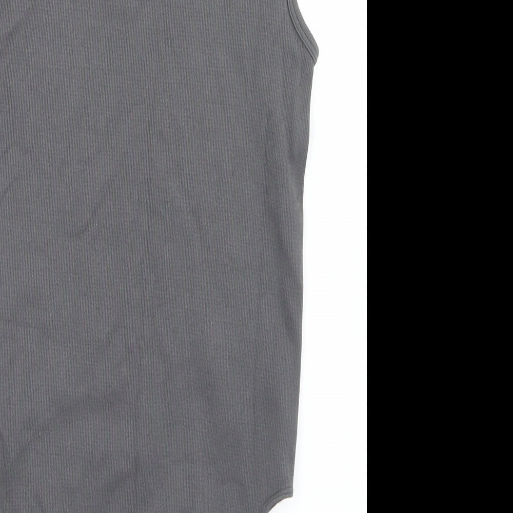 Primark Womens Grey Nylon Bodysuit One-Piece Size S Snap