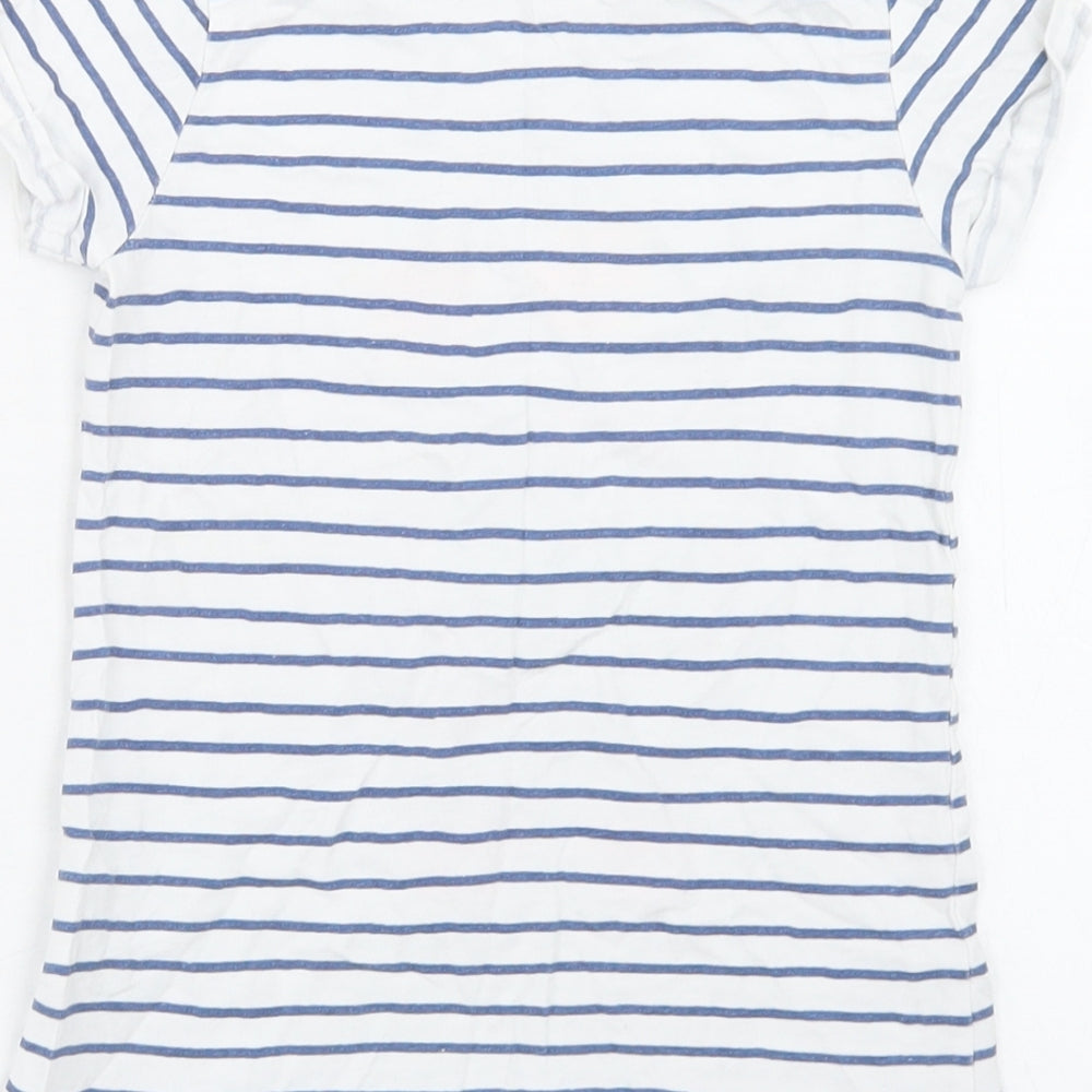 Cool Club Girls Blue Striped Cotton Basic T-Shirt Size 5 Years Crew Neck - Sunglasses
