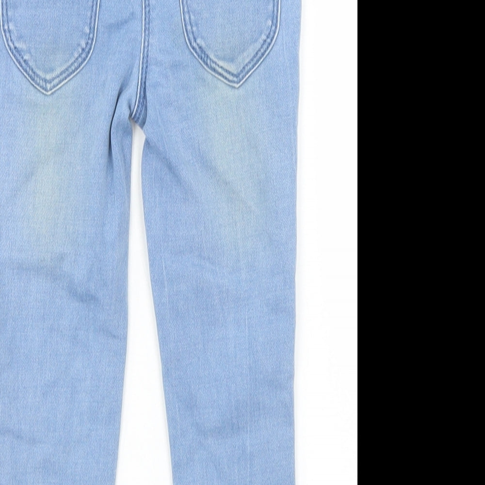 Matalan Girls Blue Cotton Skinny Jeans Size 4 Years Regular Button