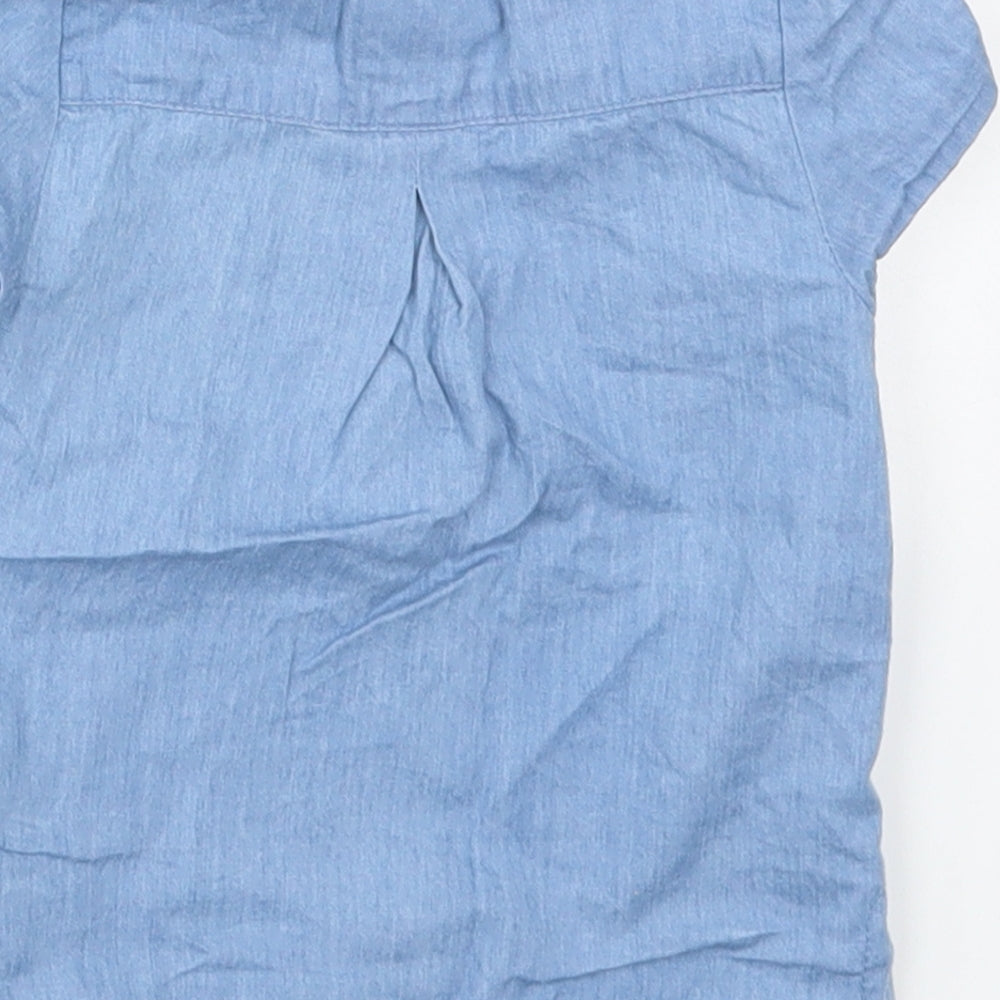 Tootsa Girls Blue Cotton Basic T-Shirt Size 0-3 Months Crew Neck Pullover - Birds