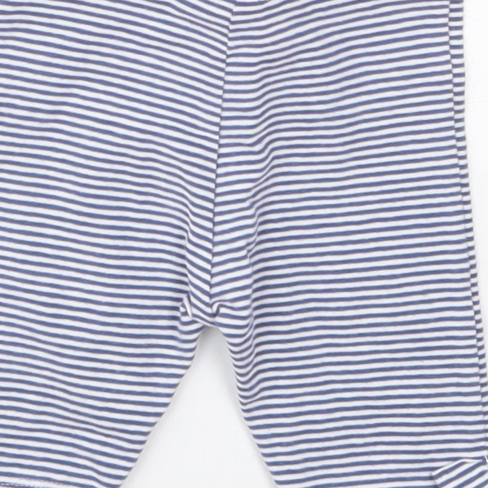 Next Girls Blue Striped Cotton Capri Leggings Size 3-6 Months