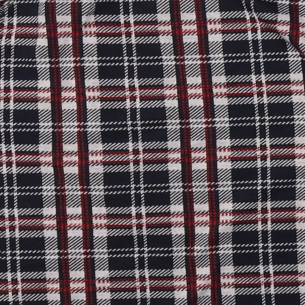 Betty Barclay Womens Blue Plaid Cotton Basic Blouse Size 12 Round Neck