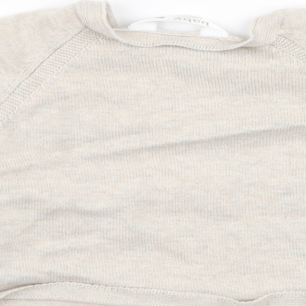 M&Co Baby Beige 100% Cotton Pullover Jumper Size 0-3 Months Button - bearly awake