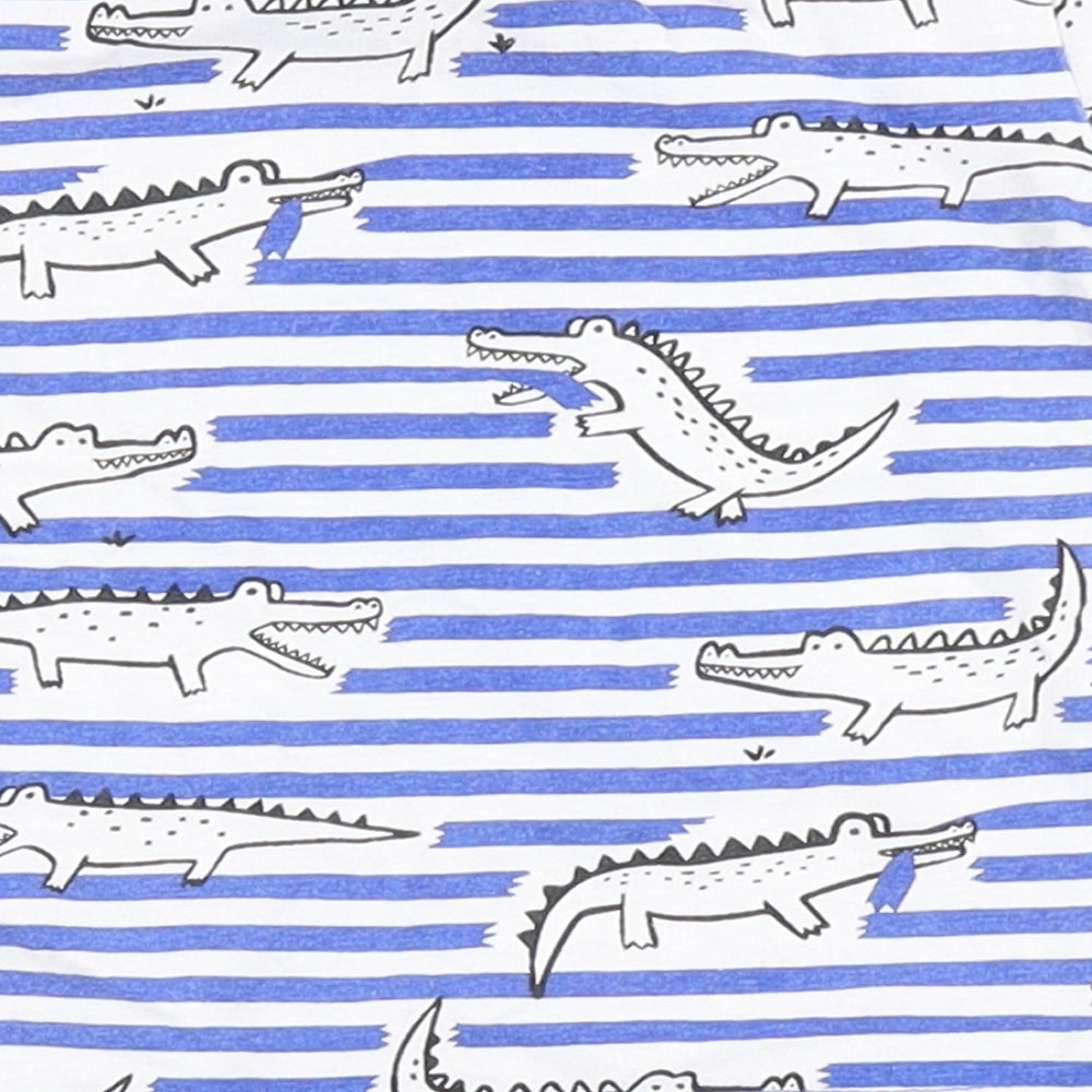 Primark Boys Blue Striped 100% Cotton Basic T-Shirt Size 3-6 Months Round Neck - Crocodile
