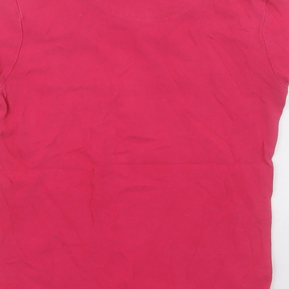 Nickelson Girls Pink Cotton Basic T-Shirt Size 4 Years V-Neck Pullover