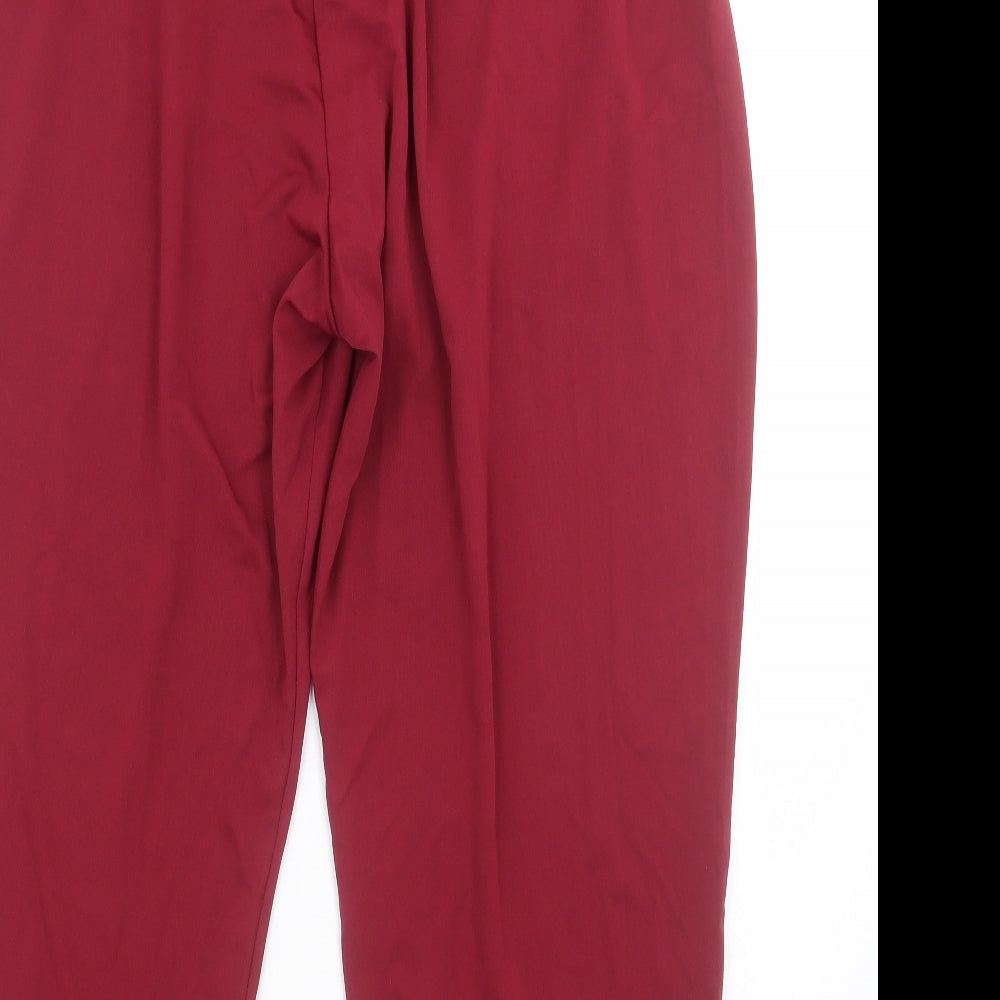 Preworn Womens Red Polyester Trousers Size XL L26 in Regular Button