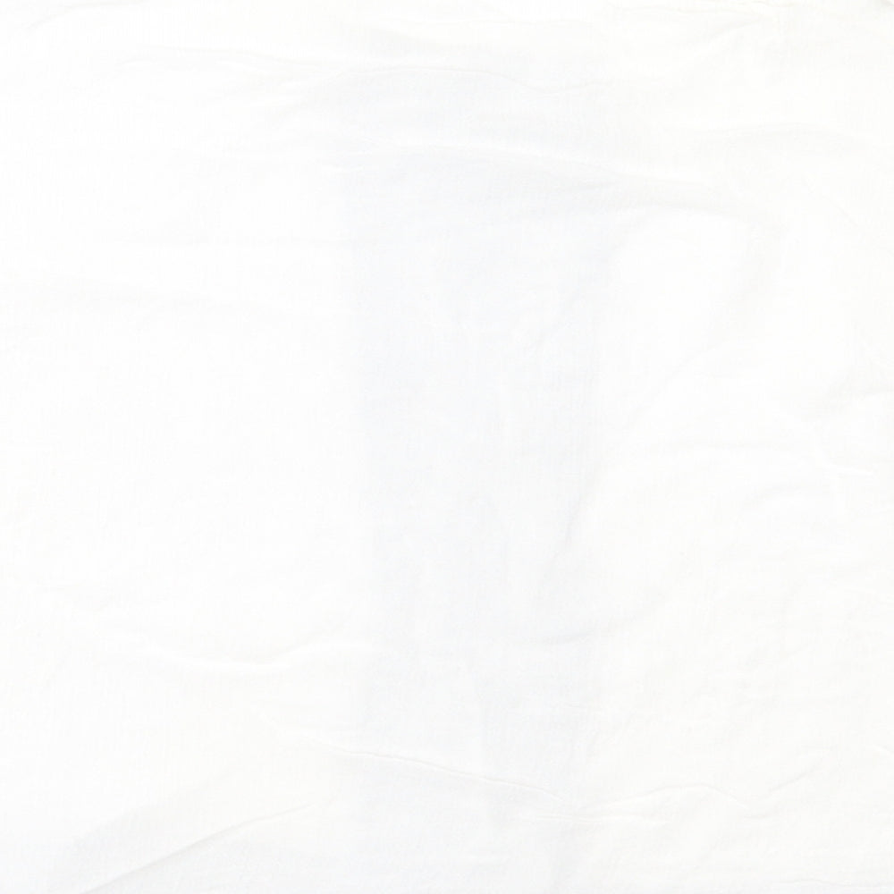 VILA Womens White Geometric Viscose Cropped T-Shirt Size M Crew Neck