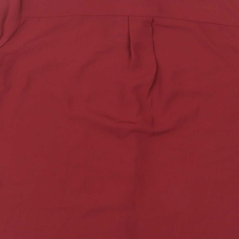 New Look Womens Red Polyester Basic Button-Up Size 8 Collared
