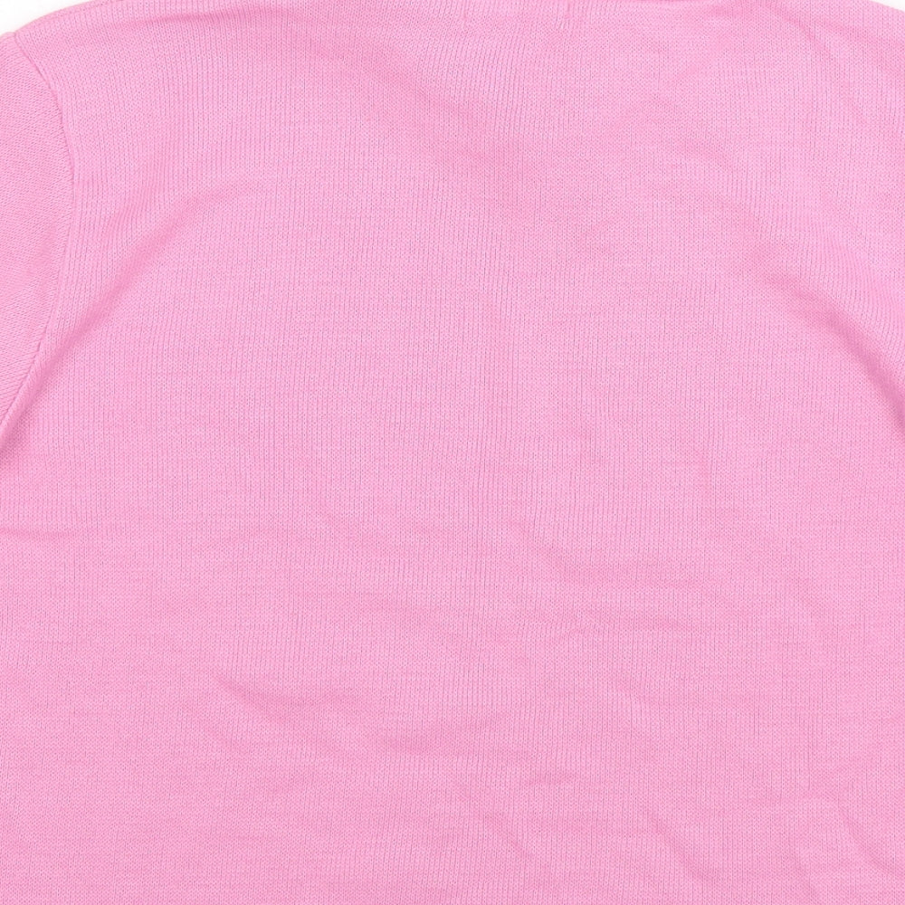 Ellie Louise Womens Pink Collared Acrylic Pullover Jumper Size M