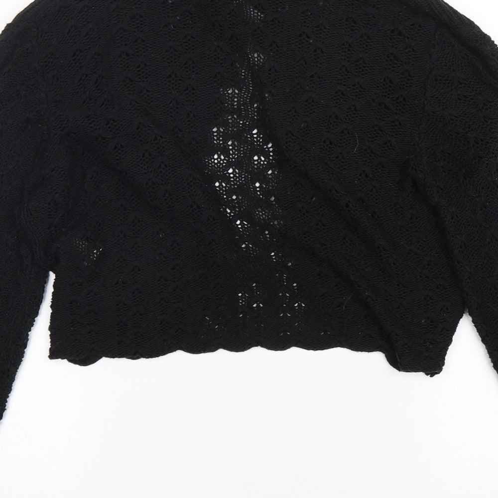 AMARANTO Womens Black V-Neck Acrylic Cardigan Jumper Size 16