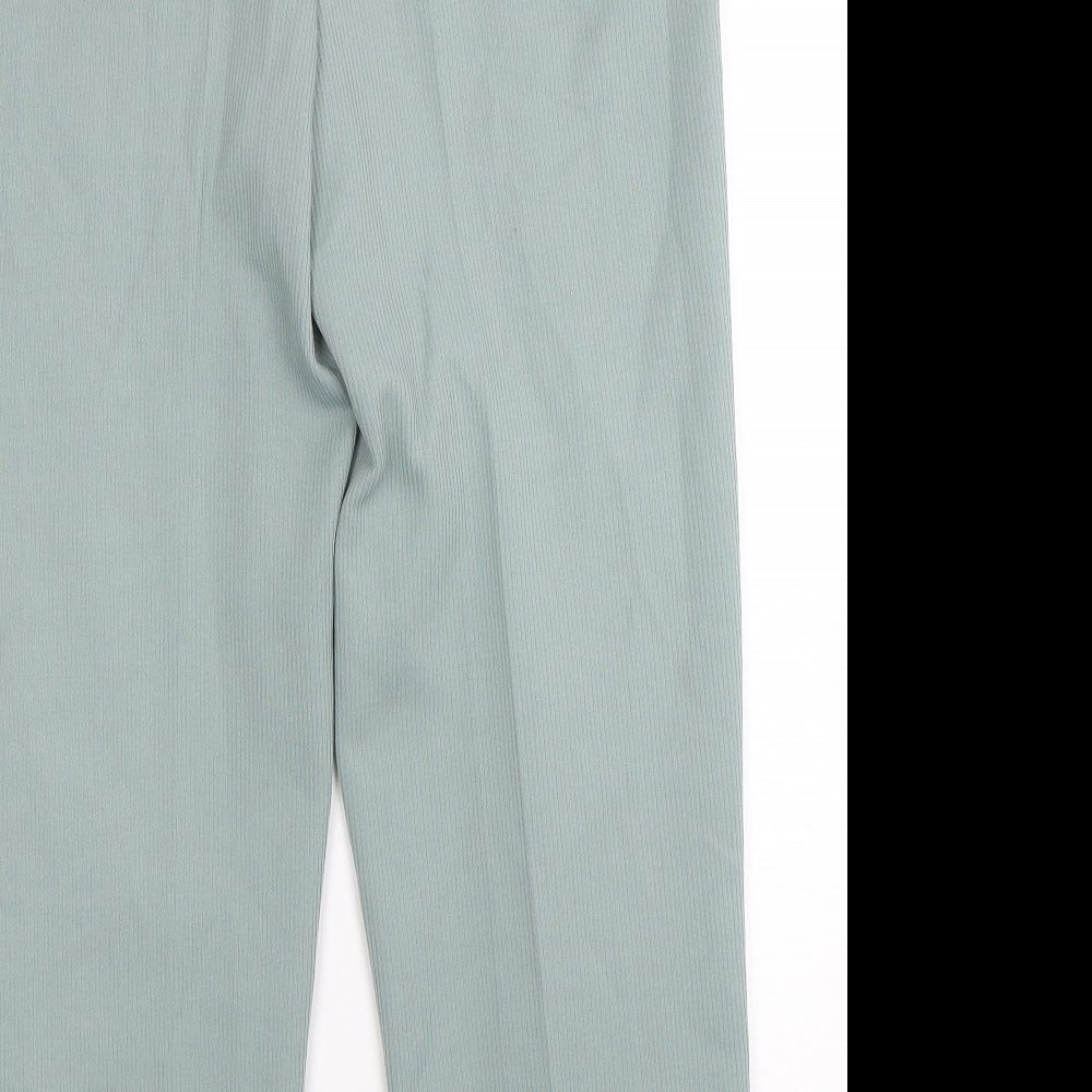 Slimma Womens Green Polyester Trousers Size 14 L29 in Regular