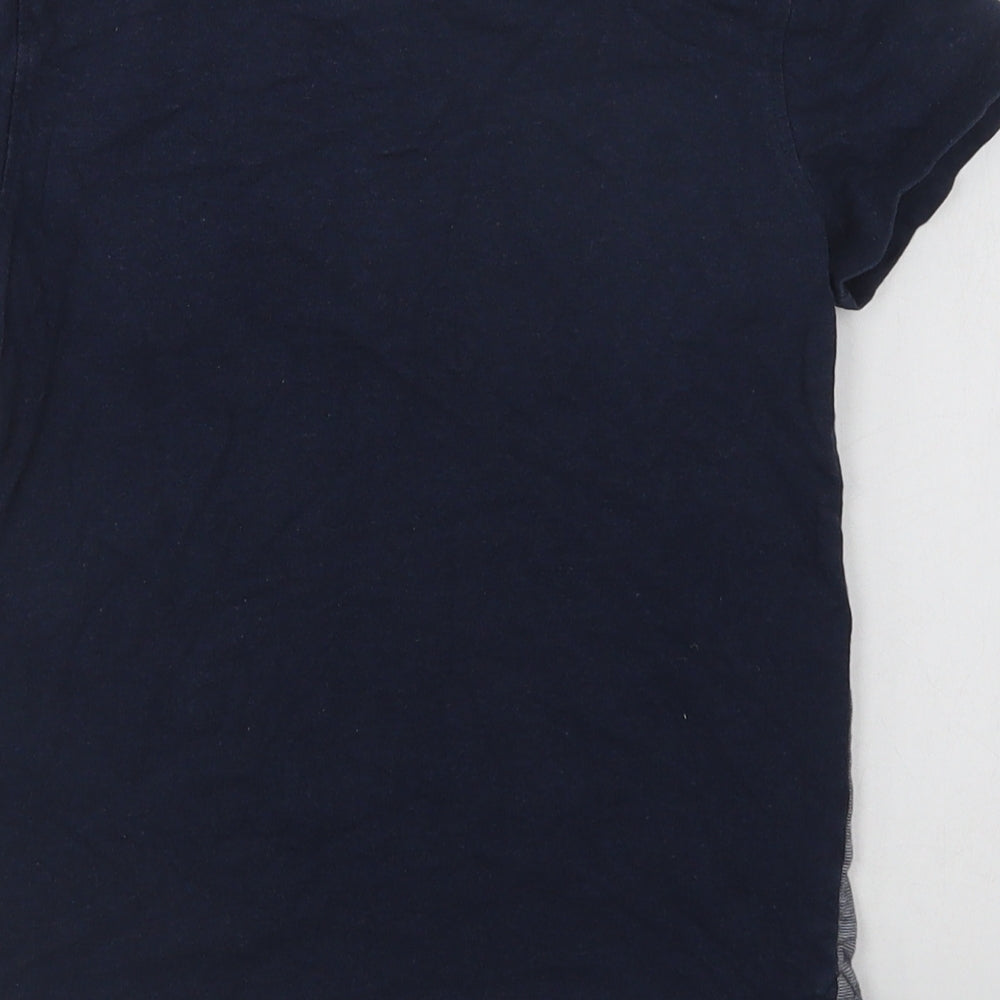 Mothercare Boys Blue Colourblock Cotton Basic Polo Size 7-8 Years Collared Button