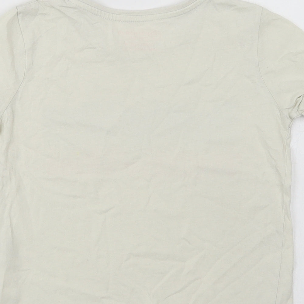 Primark Girls Ivory Cotton Basic T-Shirt Size 7-8 Years Crew Neck - Positive Vibes