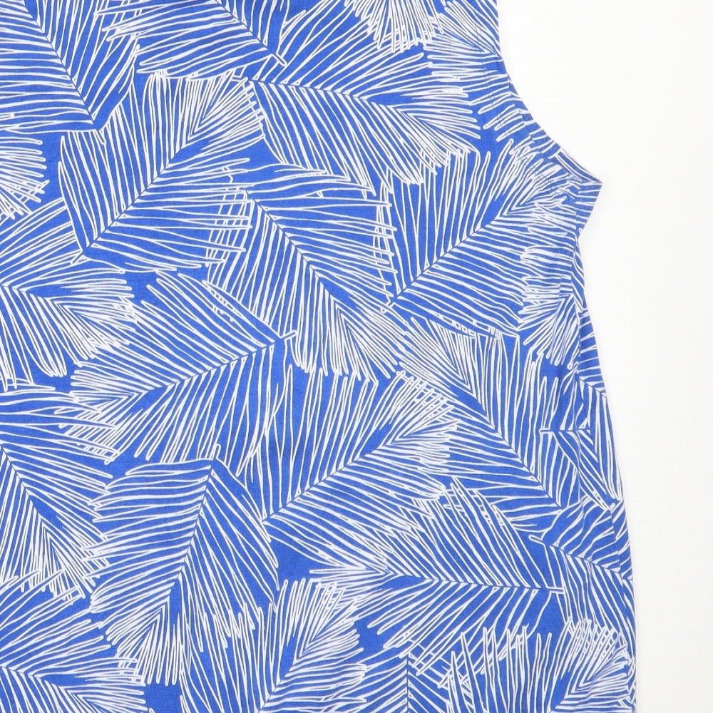 JoJo Maman Bébé Womens Blue Viscose Basic Tank Size L Round Neck