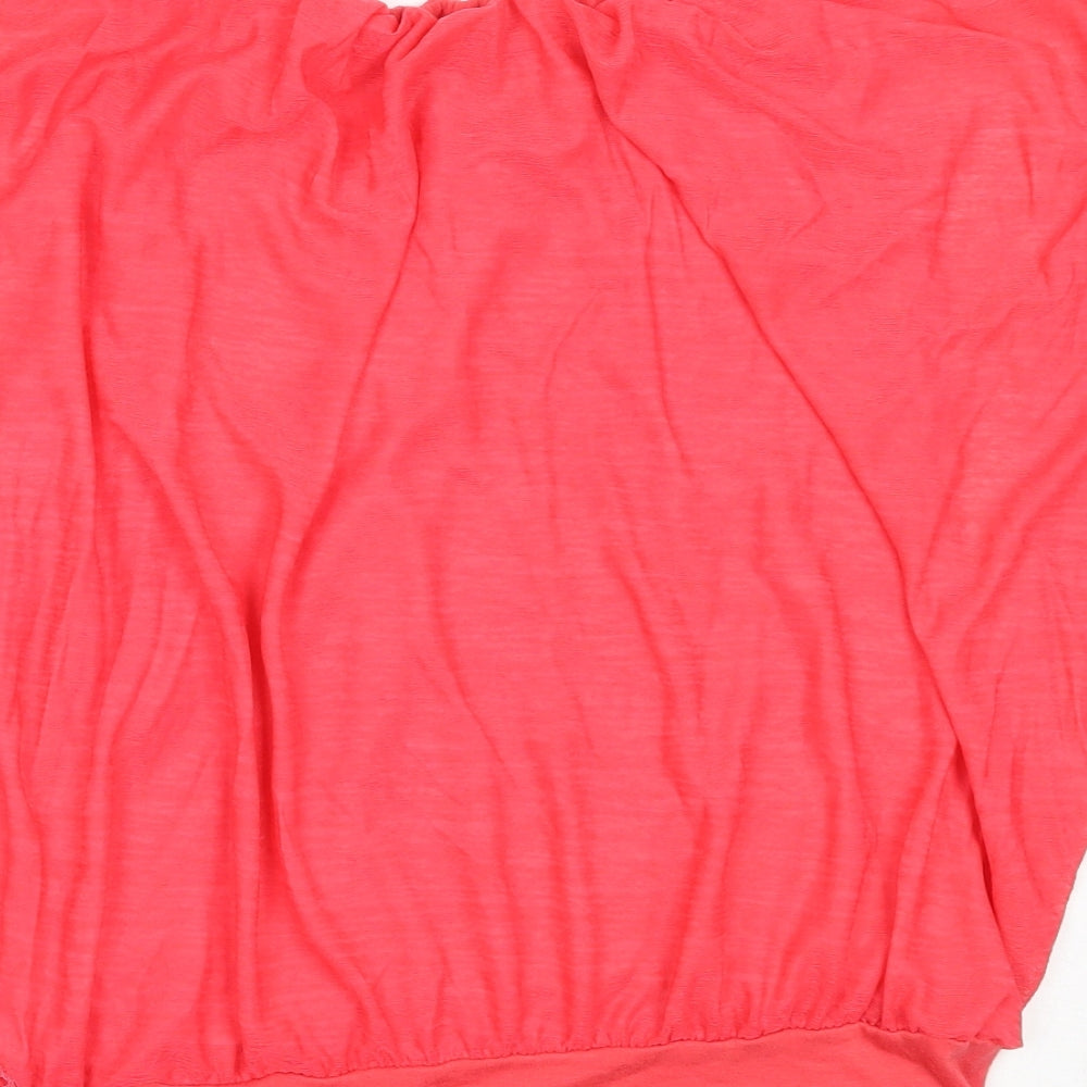 V London Womens Red Viscose Basic Blouse Size M Round Neck