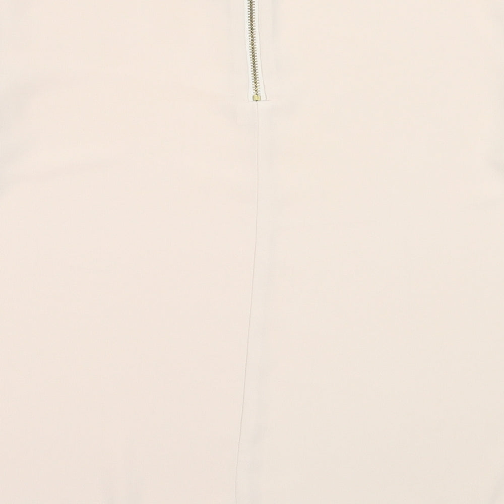 Atmosphere Womens Beige Polyester Basic Blouse Size 10 Round Neck