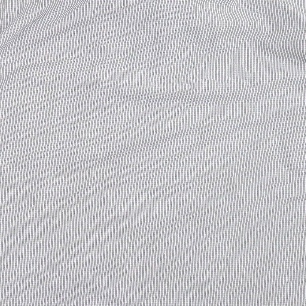 Giorgio Mens White Check Polyester Button-Up Size M Collared Button
