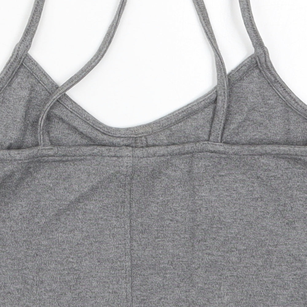 Topshop Womens Grey Viscose Cropped Tank Size 8 V-Neck
