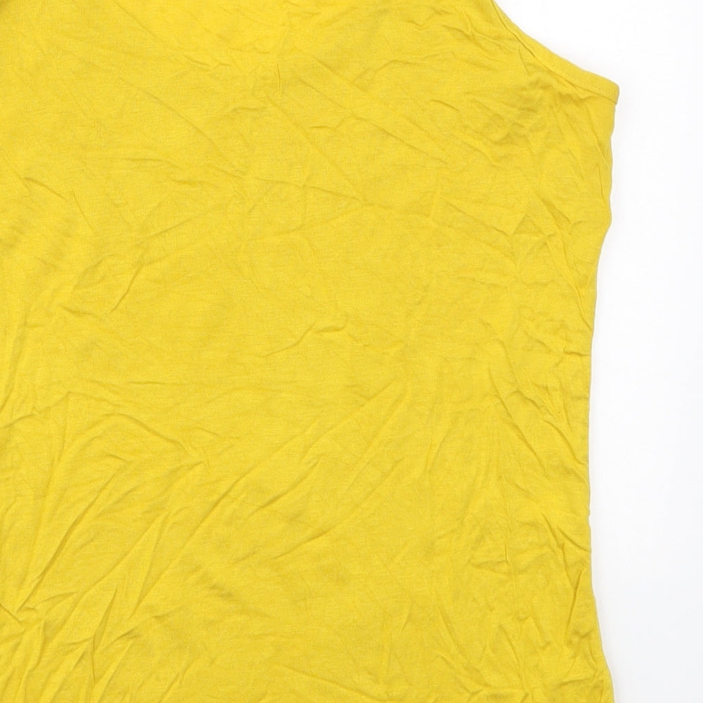 Forst Avenue Womens Yellow Viscose Basic Tank Size 12 Round Neck