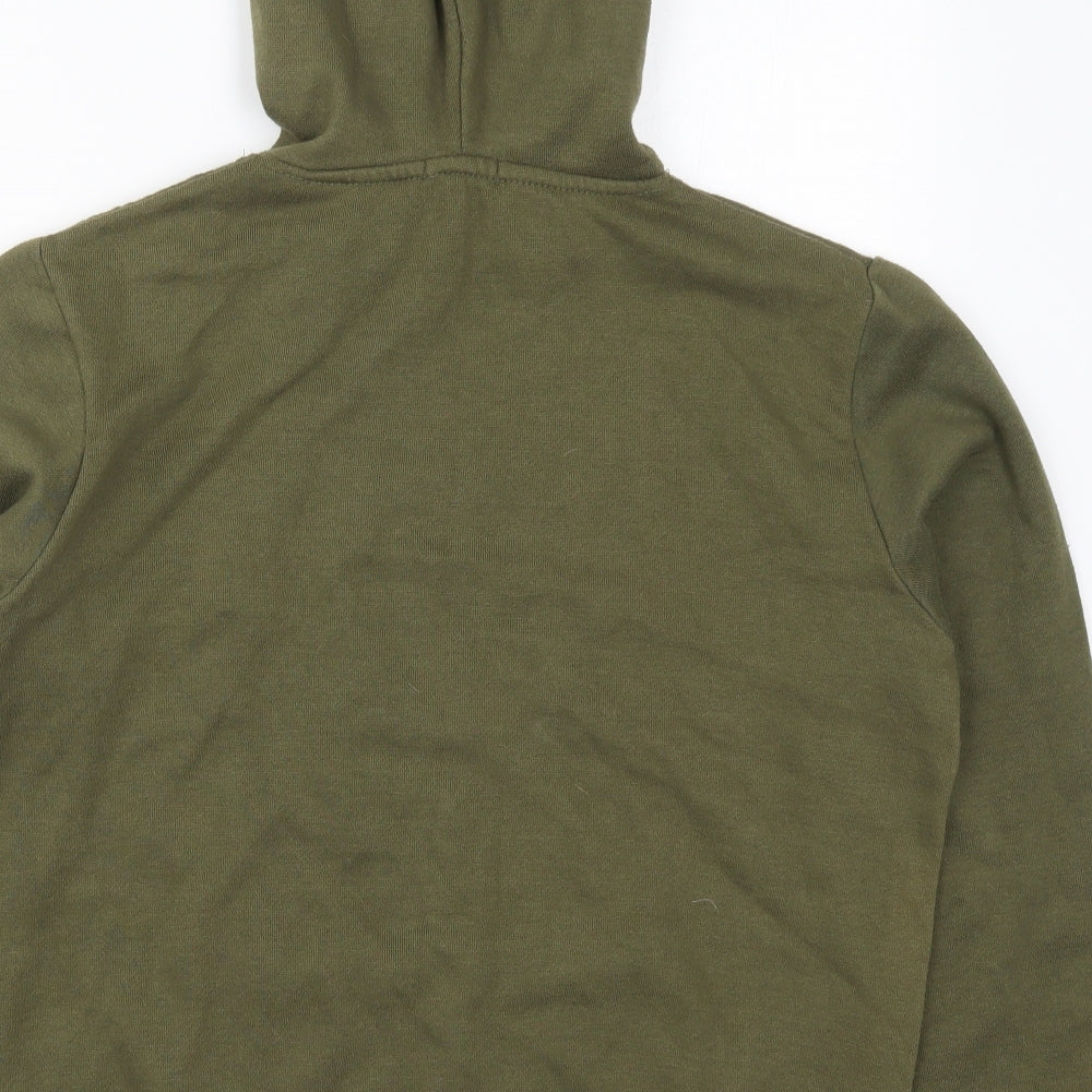 Boohoo Womens Green Cotton Pullover Hoodie Size 6 Pullover