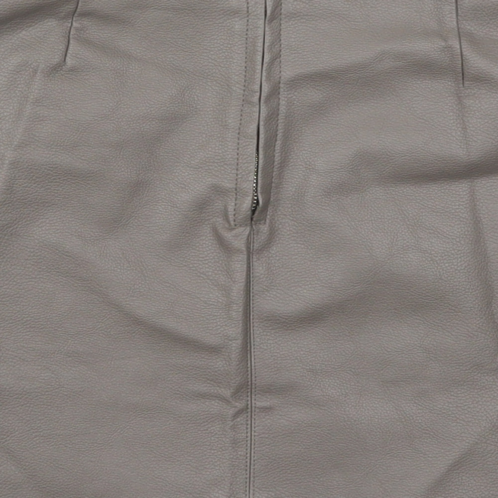 Atmosphere Womens Grey Polyurethane A-Line Skirt Size 8 Zip