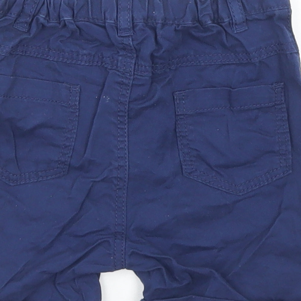 Marks and Spencer Boys Blue Cotton Cropped Trousers Size 12-18 Months Snap
