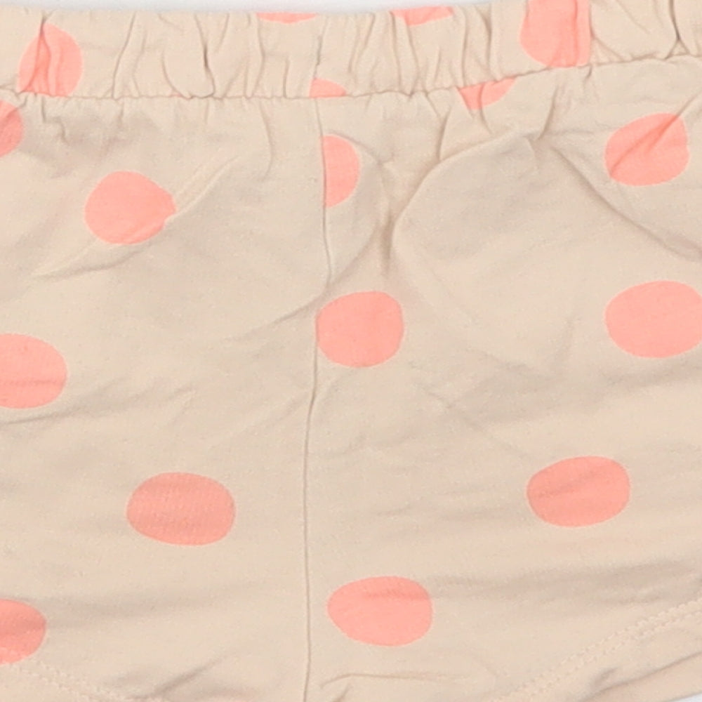 Matalan Girls Beige Polka Dot Cotton Sweat Shorts Size 5-6 Years Regular