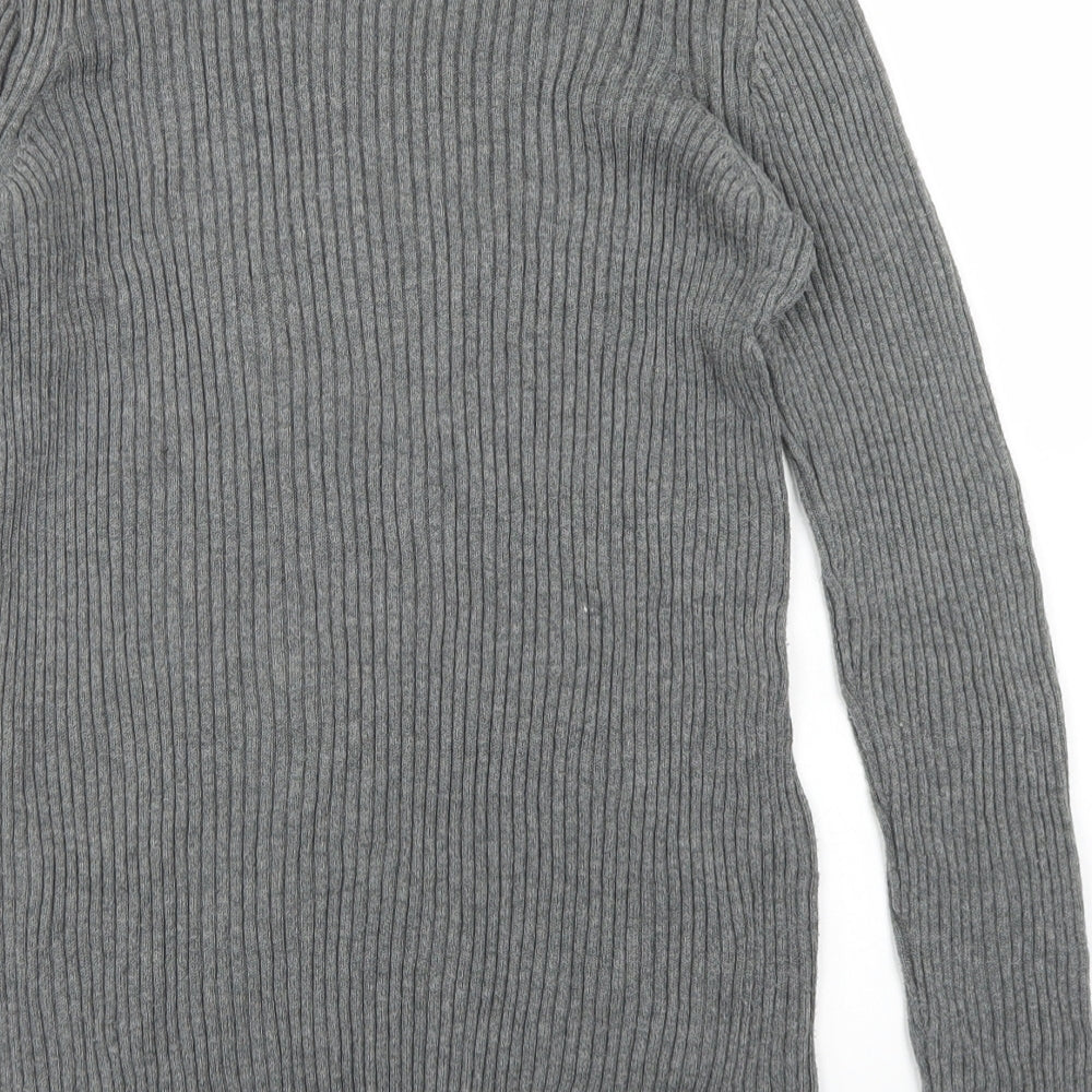 Mango Womens Grey Crew Neck Polyester Pullover Jumper Size L
