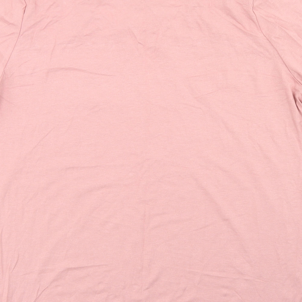 Select Womens Pink Viscose Basic T-Shirt Size XL Mock Neck - Cut Out