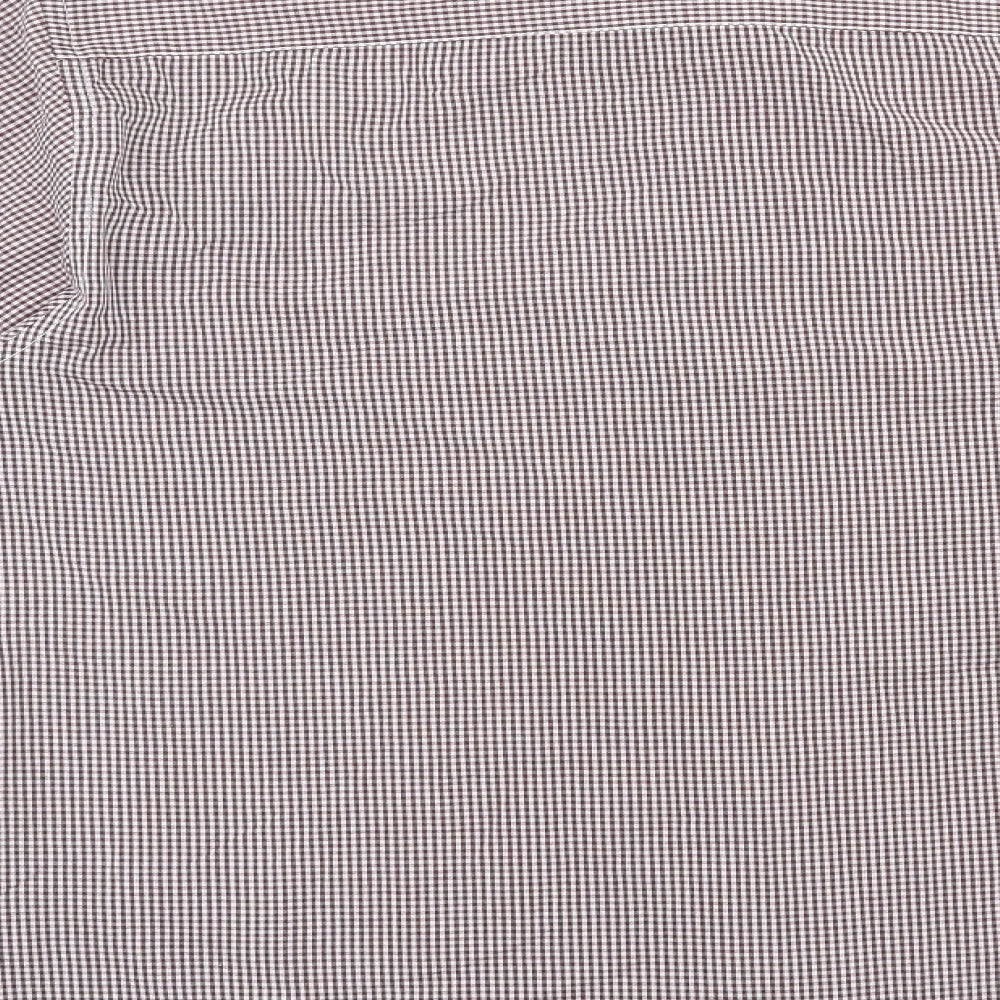 Primark Mens Red Check Polyester Button-Up Size 16 Collared Button