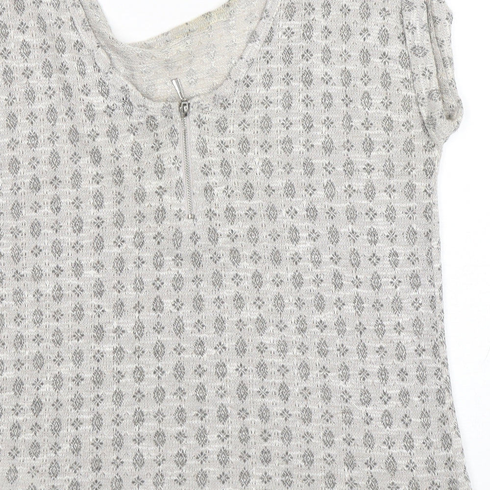 New Look Womens Grey Round Neck Geometric Polyester Pullover Jumper Size 10
