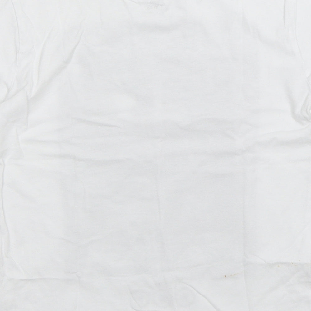 Next Boys White Cotton Basic T-Shirt Size 7 Years Round Neck Pullover