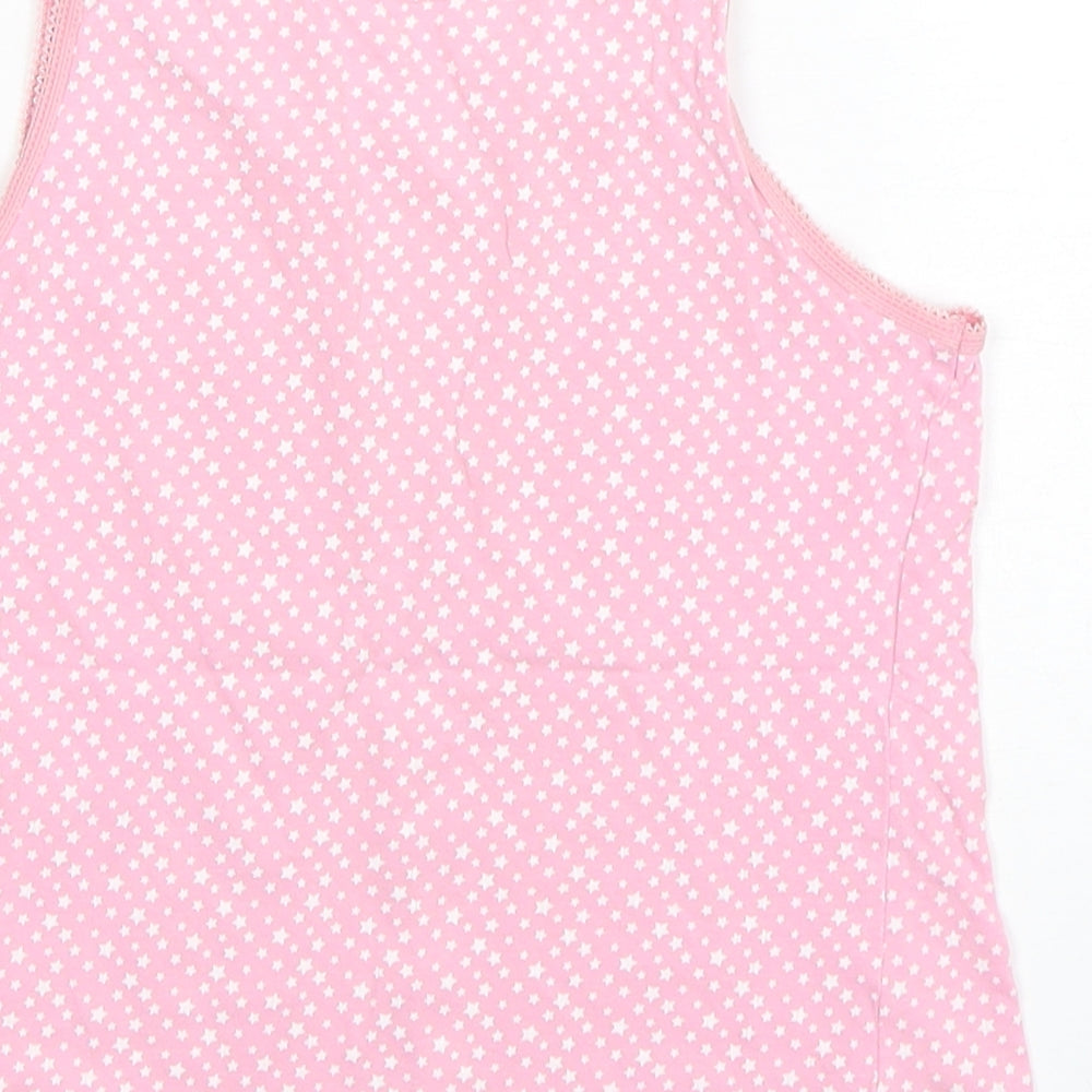 George Girls Pink Spotted Cotton Basic Tank Size 7-8 Years Round Neck Pullover