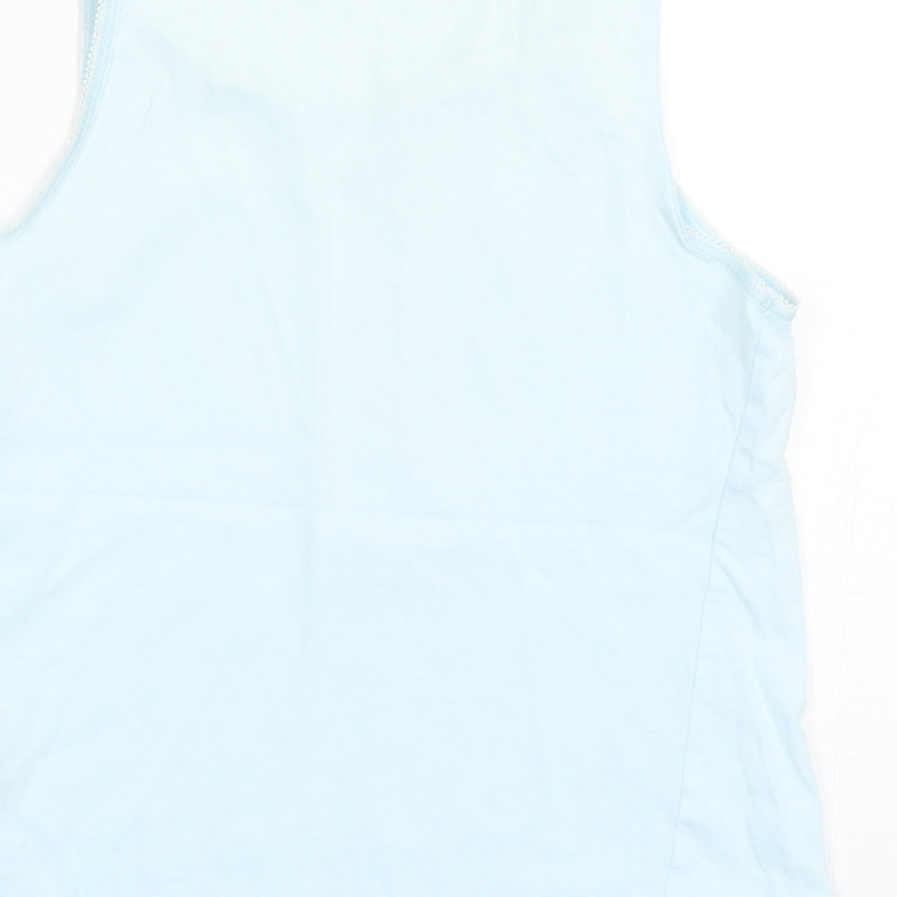 George Girls Blue Cotton Basic Tank Size 8-9 Years Round Neck Pullover
