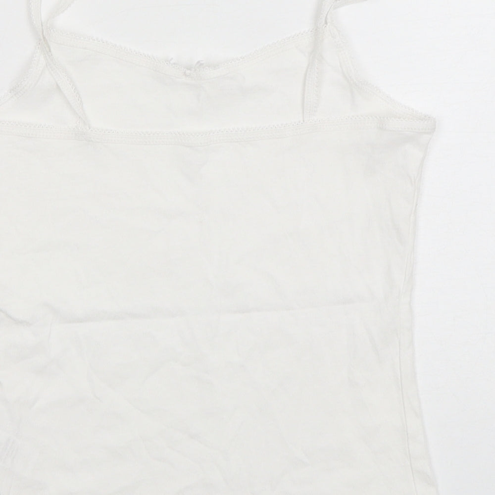 George Girls White Cotton Basic Tank Size 7-8 Years Round Neck Pullover