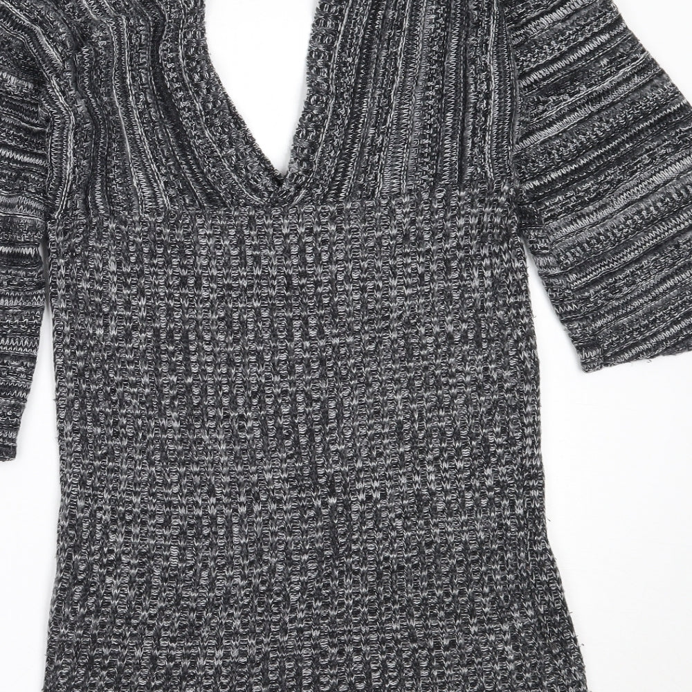 Select Womens Black V-Neck Acrylic Pullover Jumper Size S